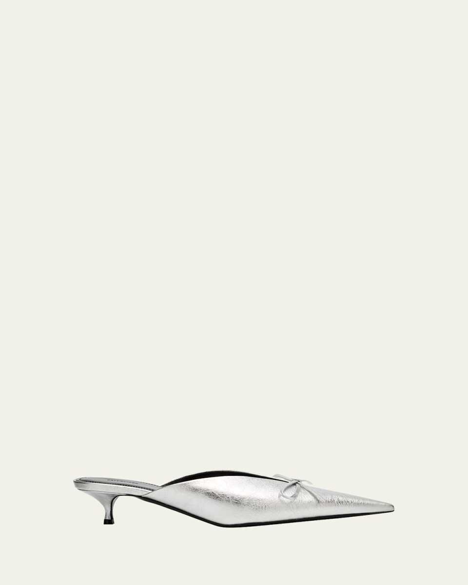 Knife Metallic Bow Mule Pumps